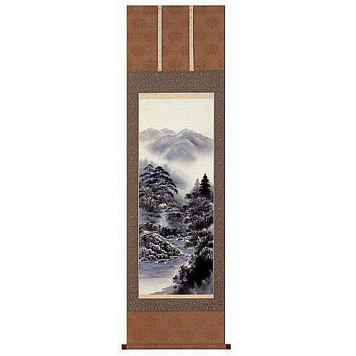 掛け軸　美術年鑑掲載作家　水墨山水　田中翠堂　掛軸