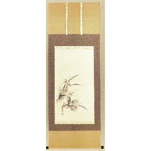 掛け軸 蘭 吉川正彦  芸術年鑑掲げる原作者 掛軸 全国貨物輸送無料 日本画-美術、工芸品-絵画