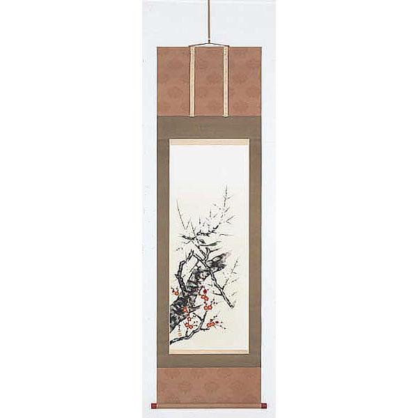 掛け軸　美術年鑑掲載作家　紅白梅に鴬　田中登志　掛軸  全国送料無料