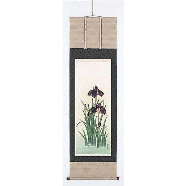 掛け軸　美術年鑑掲載作家　菖蒲　田中登志　掛軸  全国送料無料
