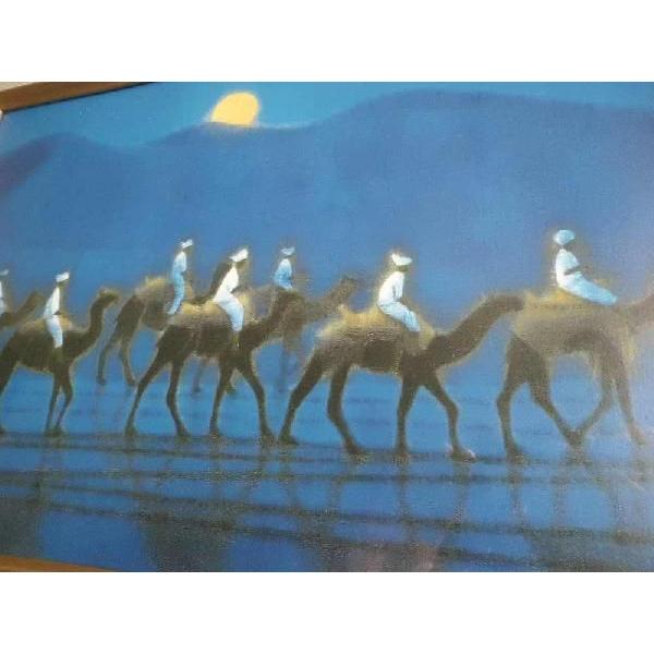平山郁夫 月光流砂 らくだ行 岩絵具方式複製画 絵画 日本画