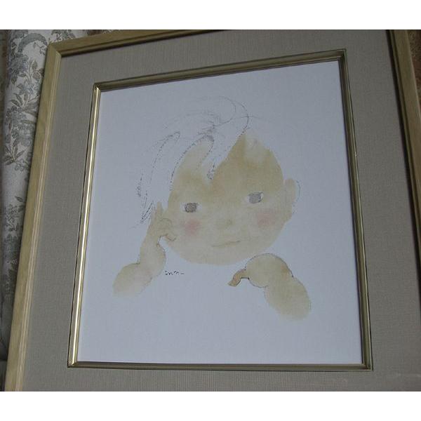 絵画 いわさきちひろ あかちゃん（絶筆） 額 児童画 色紙 送料