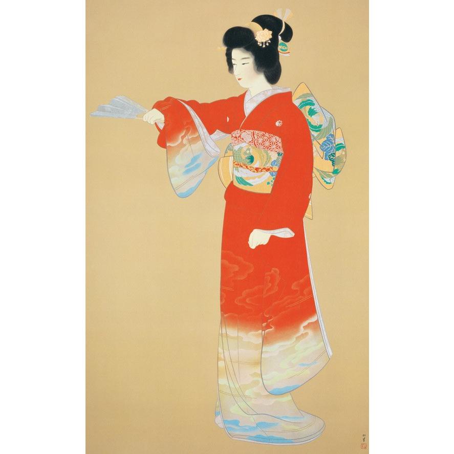 送料無料 序の舞 上村松園 シルクスクリーン 複製画 額装 絵画 版画