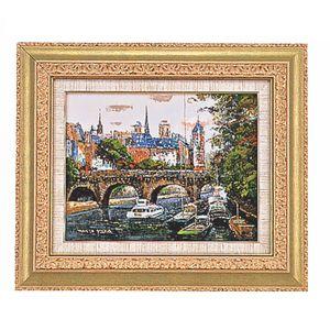 絵画　「セーヌ河」　マリオ・ガルシア　油絵　額