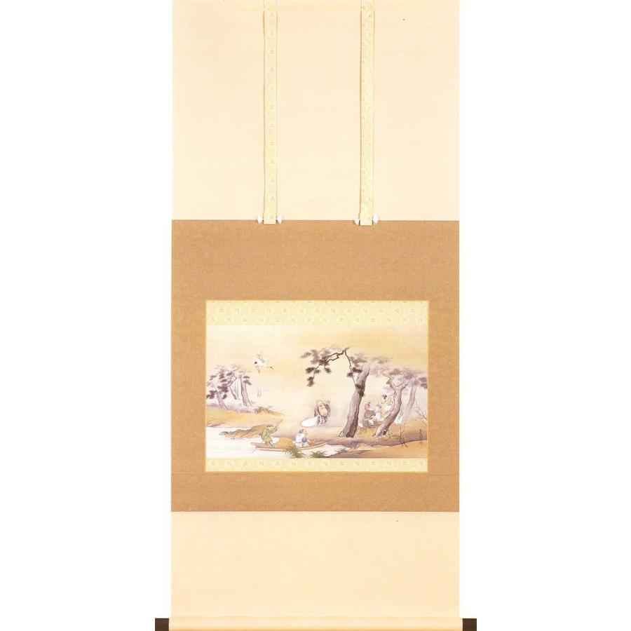 送料無料 橋本雅邦 松竹梅七福神図 掛軸 掛け軸 彩美版 七福神 : 古都