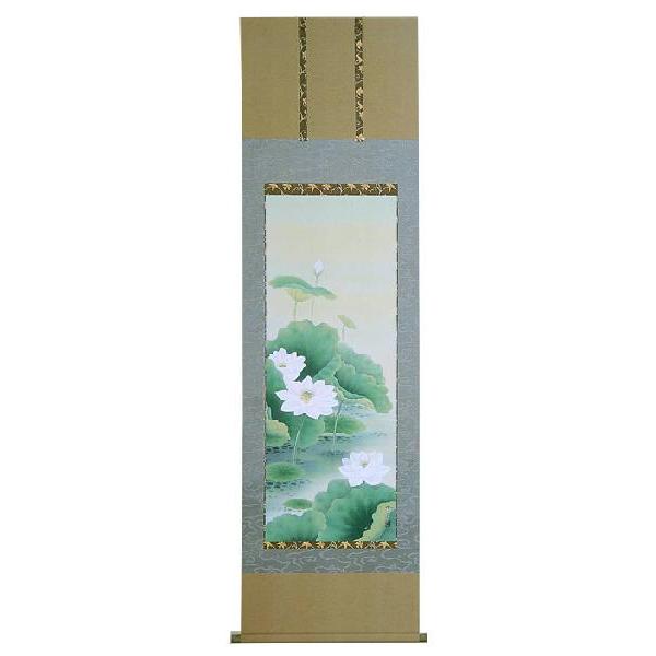 掛軸 聖蓮花 前川峰月 掛け軸 尺五立 絵画-日本画-美術、工芸品