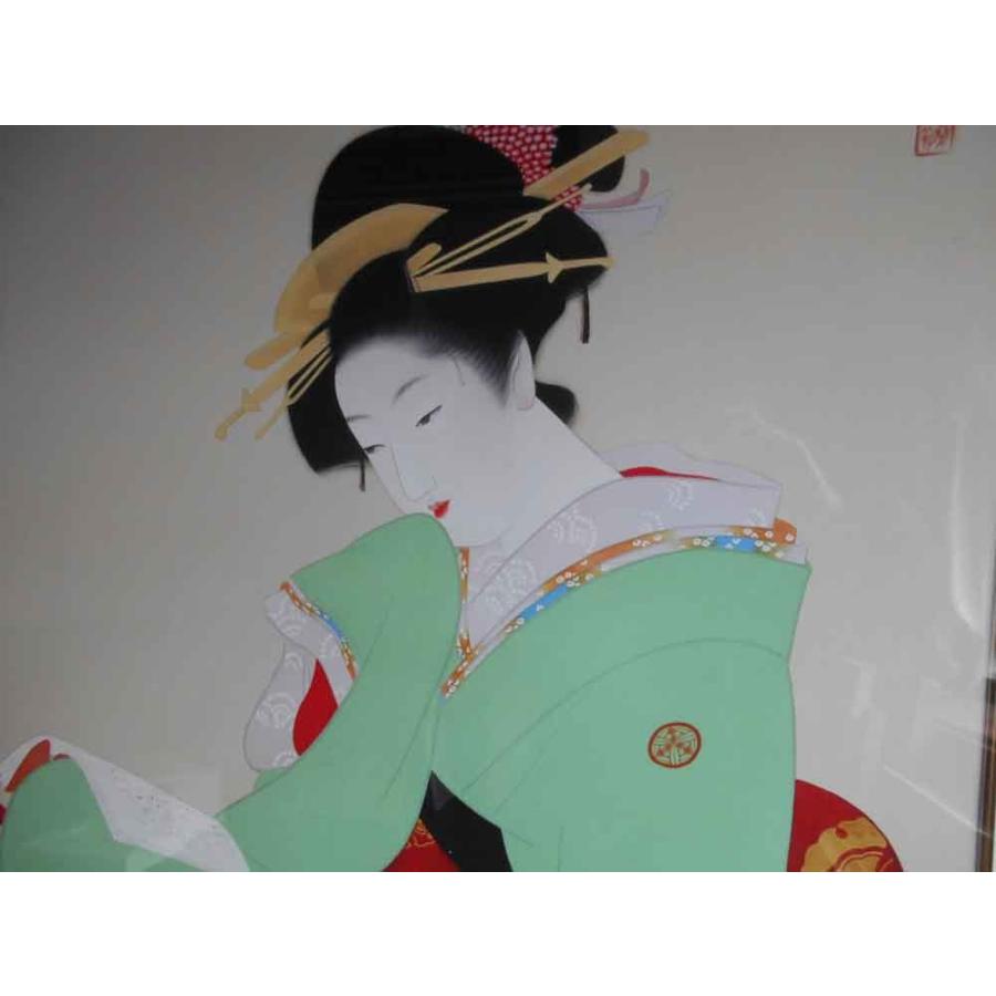 上村松園  『 深秋 』 シルクスクリーン ５０号大 大作   絹本  美人画 上村松園 『 深秋 』 シルクスクリーン 50号大 大作 絹本 美人