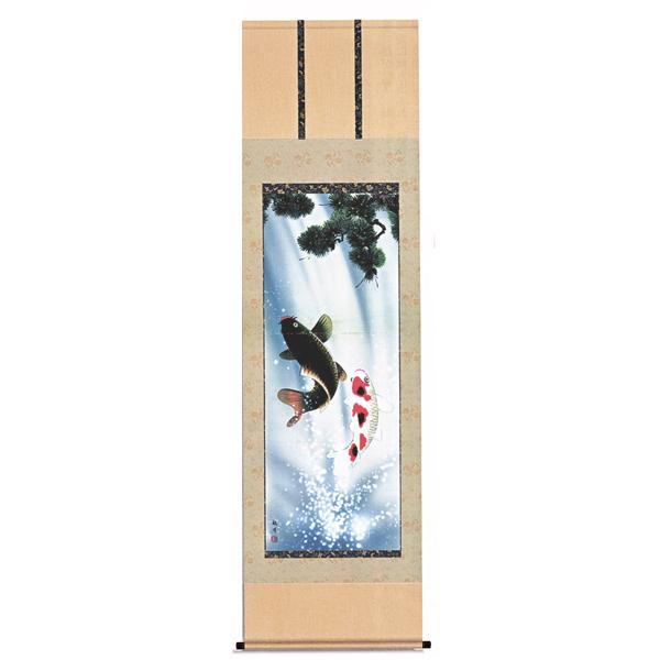 掛け軸 夫婦関係鯉 尺五立 森山観月 掛軸 楽器、手芸、コレクション-美術、工芸品-掛け軸