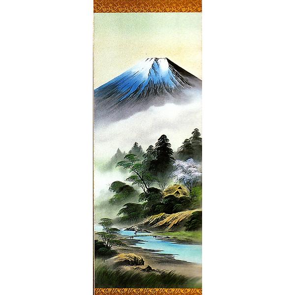 掛け軸　富士山水（春景）　西尾利明　日展入選作家　美術名典掲載作家　掛軸｜a-kakejikujp｜02