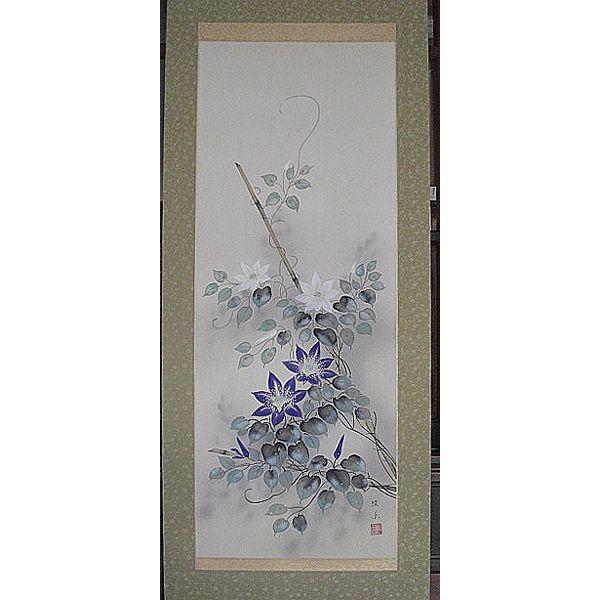 菊に鶏の掛軸　H60 菊に鶏の掛軸 H60