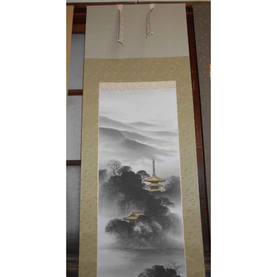 掛け軸 古都の彩 渡辺國夫 日展入選作家 美術名典掲載作家 掛軸 全国 