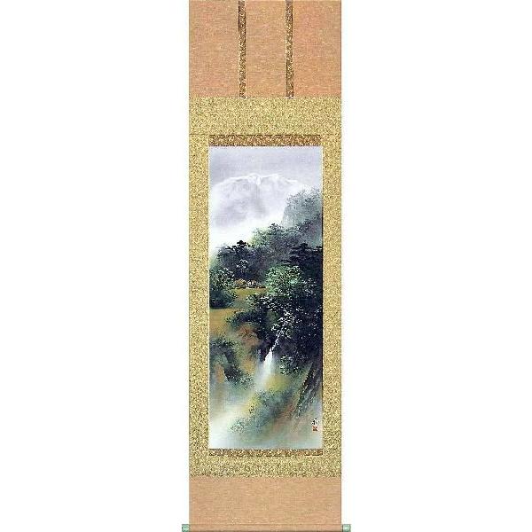 掛け軸　青緑山水　中沢勝　美術年鑑掲載作家　掛軸　全国送料無料
