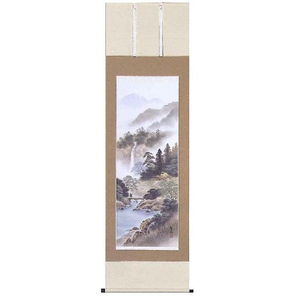 掛け軸　彩色山水　宮崎智久　美術年鑑掲載作家　掛軸　全国送料無料