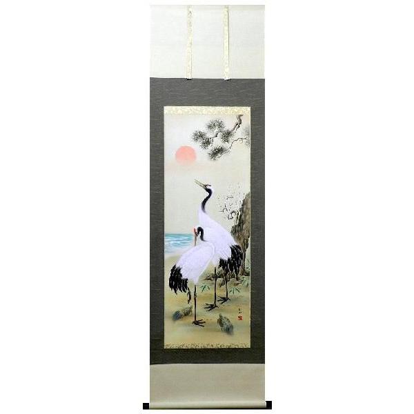 掛け軸 松竹梅鶴亀 佐々将吉 美術年鑑掲載作家 掛軸 全国送料無料