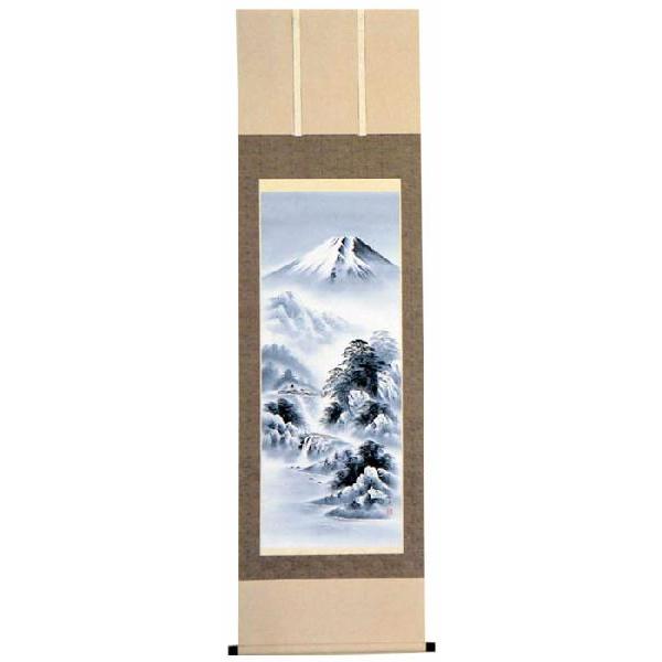 掛軸　富士山水　夏目拓次　掛け軸　尺五立