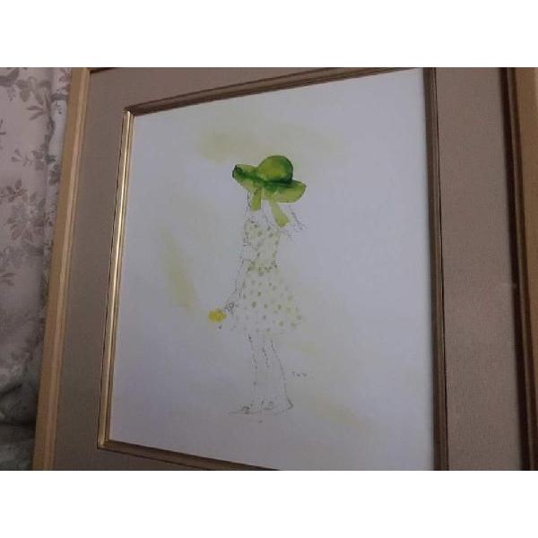 絵画 いわさきちひろ 緑の風のなかで 額 児童画 色紙 送料無料 : 古都