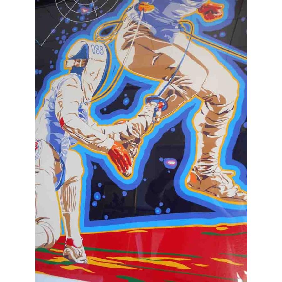 絵画 ヒロ、ヤマガタ アトランタ,フェンシング 版画 シルク 絵画 ヒロ、ヤマガタ アトランタ,フェンシング 版画 シルク