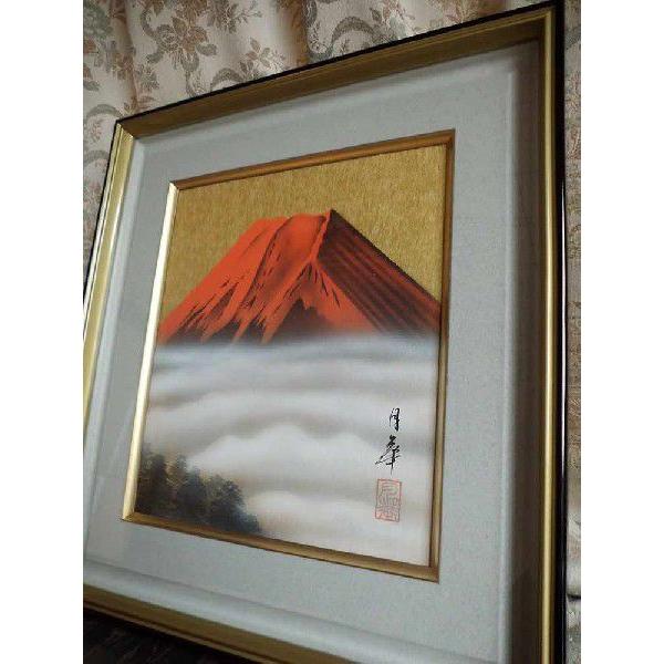 新井月華 赤富士 日本画 肉筆 絵画 色紙 : 古都-京都 掛け軸専門