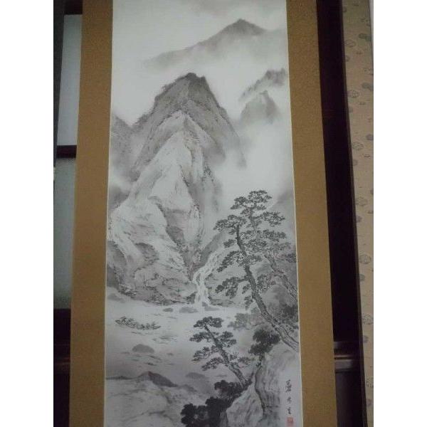 掛け軸 水墨山水/五十川蒼林 肉筆 美術年鑑掲載作家 掛軸 全国 掛け軸 水墨山水/五十川蒼林 肉筆 美術年鑑掲載作家 掛軸 全国