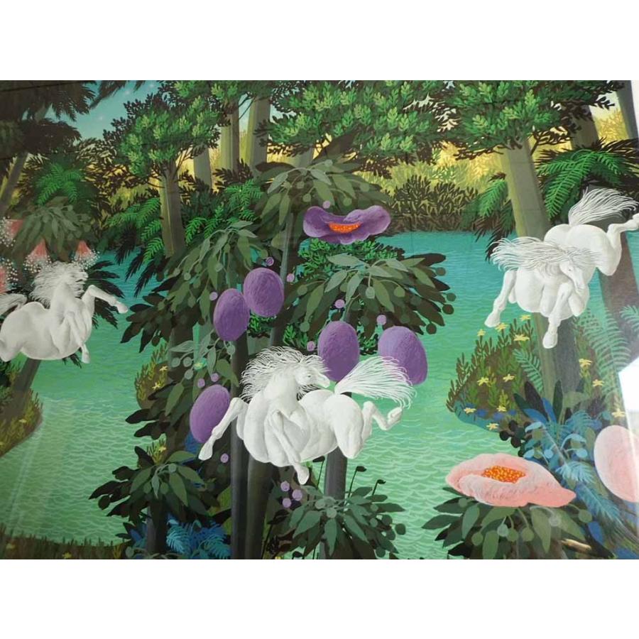 絵画 ホセ・カルロス・ラモス レイク、インザ、レイン、フォレスト