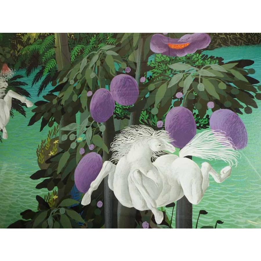 絵画 ホセ・カルロス・ラモス レイク、インザ、レイン、フォレスト
