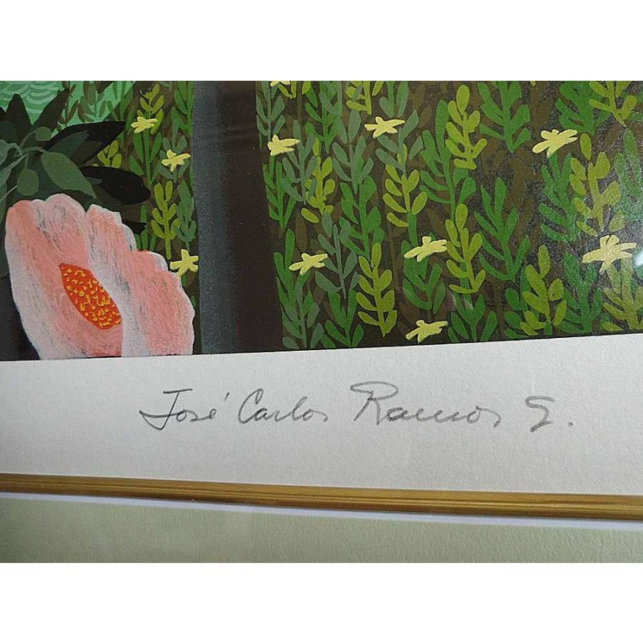 絵画 ホセ・カルロス・ラモス レイク、インザ、レイン、フォレスト