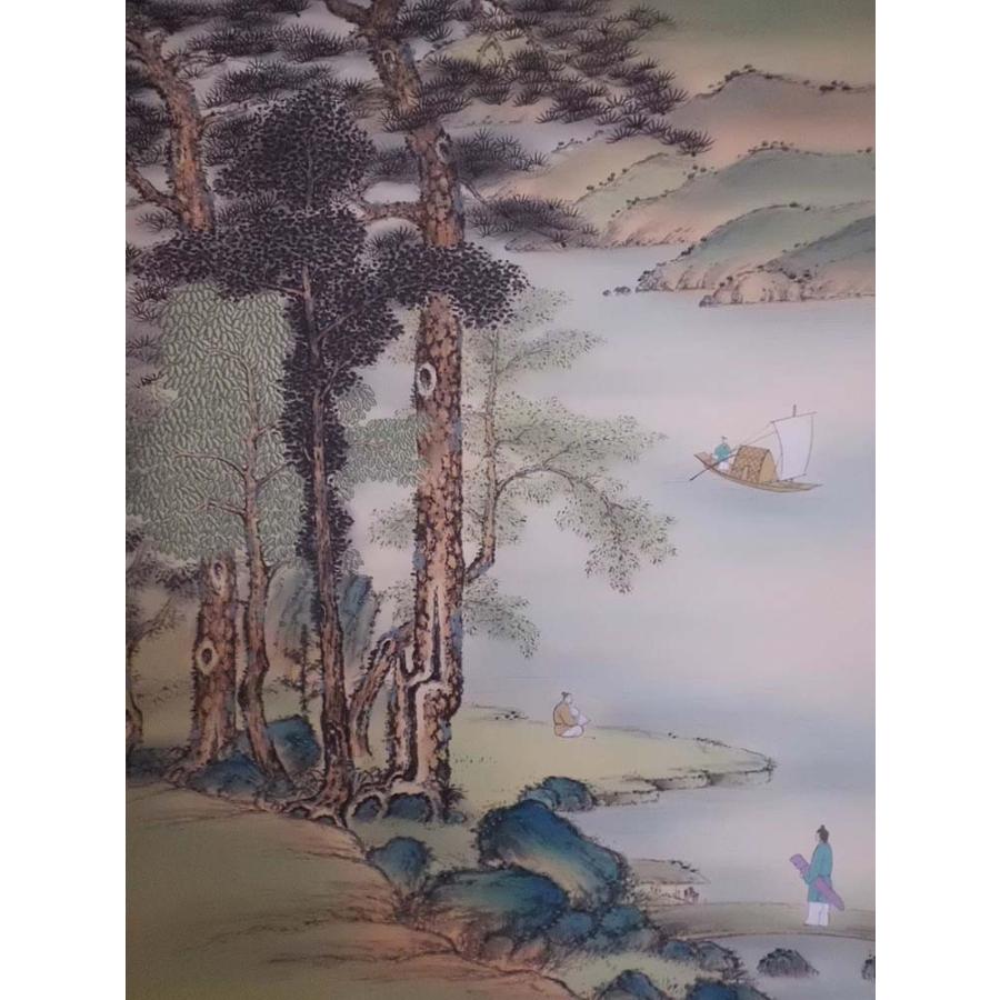 掛軸 野田雲堂／青緑湖畔之図 肉筆 掛け軸 全国送料無料 : 古都-京都