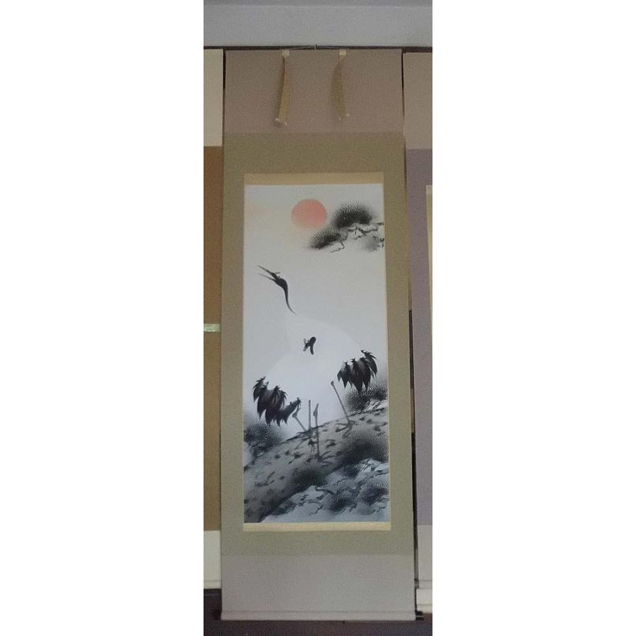 鶴泉　掛け軸　松上鶴 掛け軸 松上鶴／内村永邦 「美術名典掲載作家」 肉筆100％ 掛軸