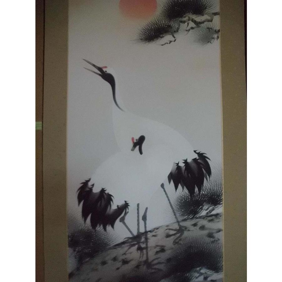 鶴泉　掛け軸　松上鶴 掛け軸 松上鶴／内村永邦 「美術名典掲載作家」 肉筆100％ 掛軸