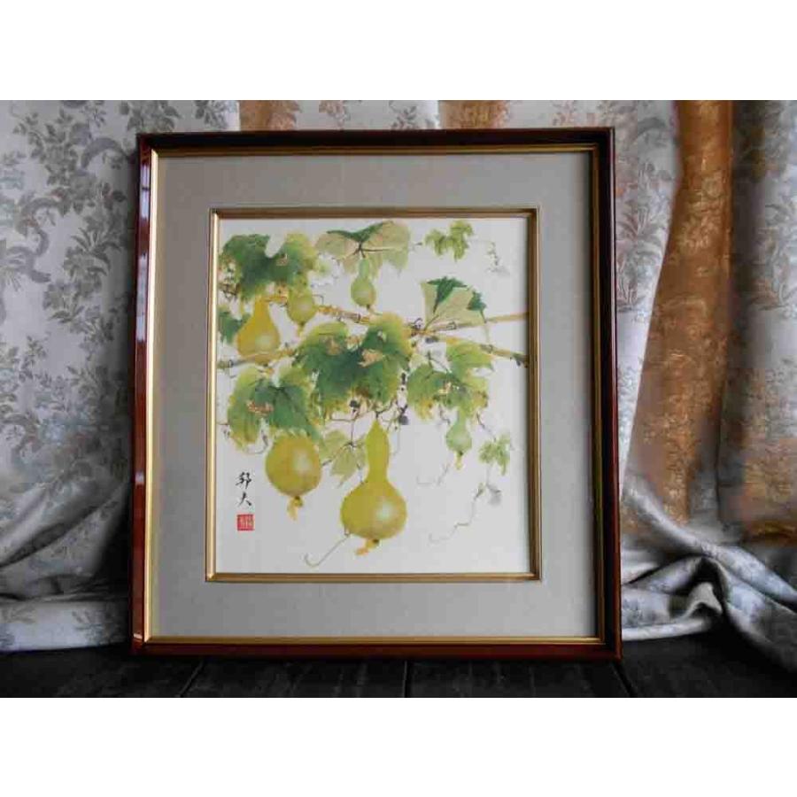 もんたん秀 邦 筆 【 日本画 絹本彩色画 】 題目 【 六 瓢 】 共箱 もんたん秀 邦 筆 【 日本画 絹本彩色画 】 題目 【 六 瓢 】 共