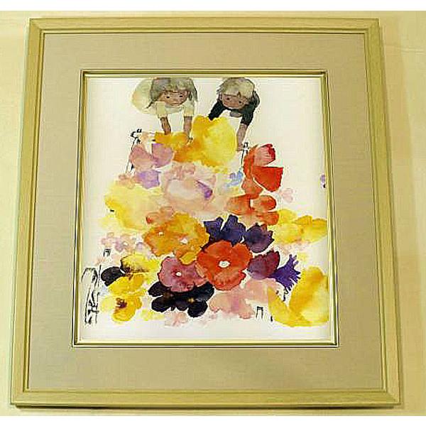 絵画 いわさきちひろ はなぐるま 額 児童画 色紙 送料無料 : 古都-京都