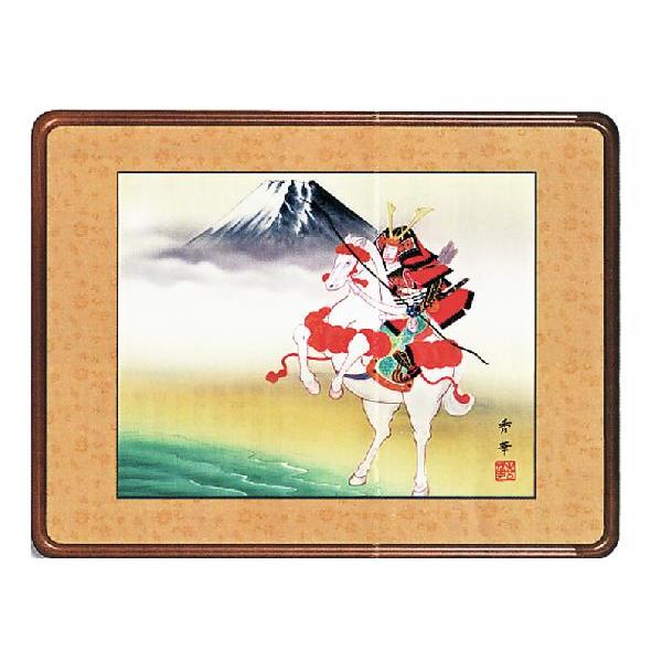 額　掛け軸　武者と富士　野川秀華　掛軸　絵画