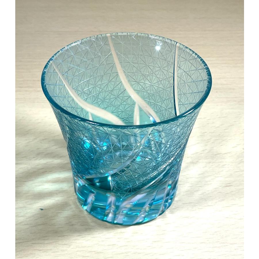 グラス 名入れ切子グラス アクア 切子細工 父の日 退職祝い 退職の記念