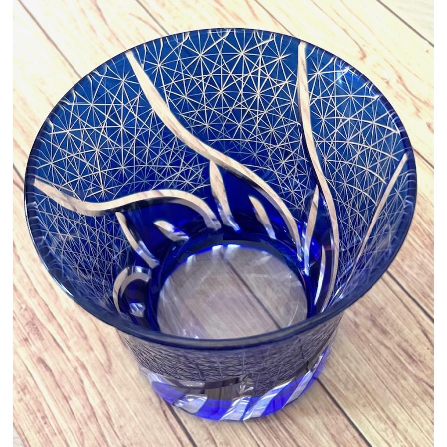 グラス 名入れ 切子グラス 切子細工 コバルトブルー ギフト 退職祝い
