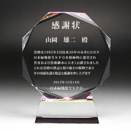 楯　クリスタル DP-9（M：14.5cm×18cm×4.5cm ）ホログラム　サンドブラスト彫刻 スポーツ大会記念品 表彰楯 退職記念品