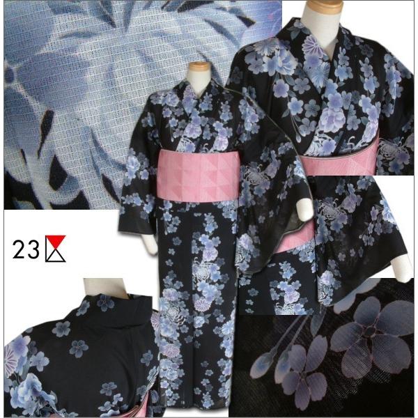 「23区」仕立て上がり浴衣　縦取菊（黒）｜a-kimono｜02