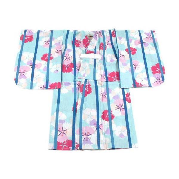 【5〜6才】「撫松庵」仕立て上がり子供浴衣 縞撫子 青 / 110cm