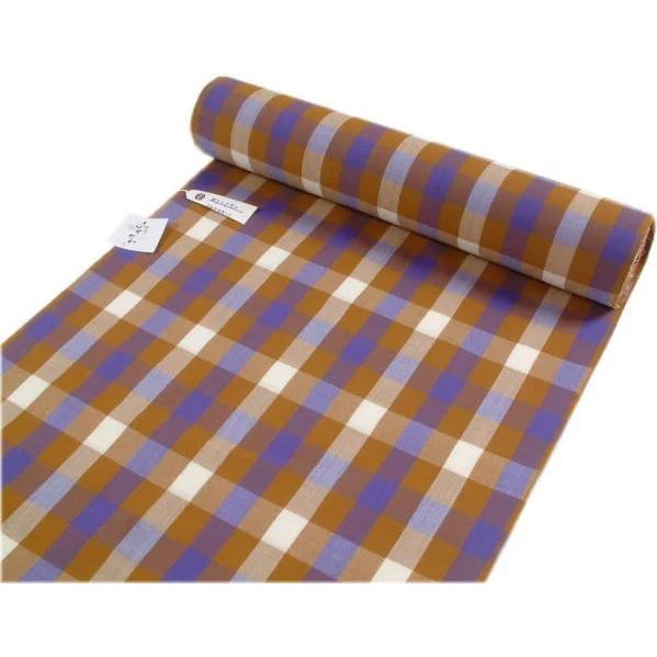 ウール着物反物　チェック（金茶）