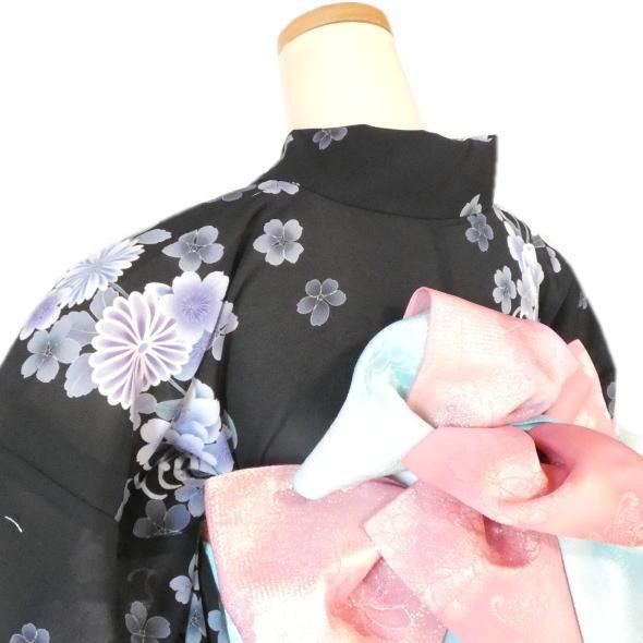 23区」仕立て上がり浴衣 縦取菊 黒 : いつも元気なきもの屋さんヤフー 