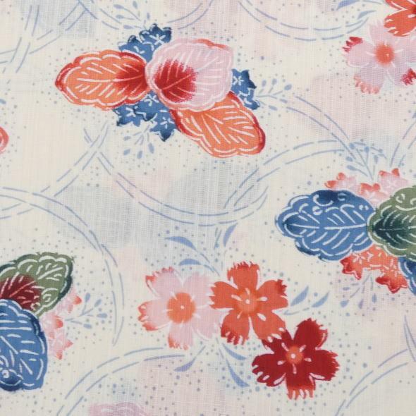 源氏物語」浴衣反物 本染め・紅型調ゆかた（露芝に桜） : いつも元気な