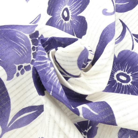 ViVi」浴衣反物 花 白 - 浴衣反物 