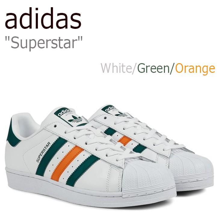 adidas superstar white green orange
