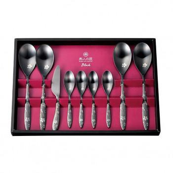 燕人の匠 ブラック 桜吟・カトラリー 9pcs ECTB-1501 メール便対応商品