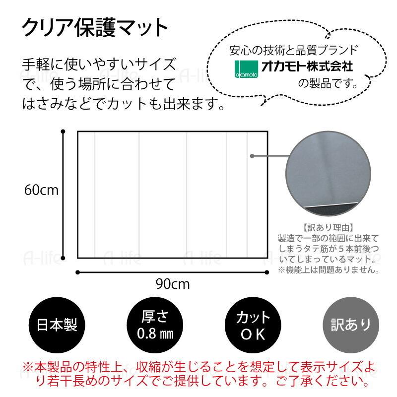 訳あり アウトレット キッチンマット 透明 保護マット 90cm 奥行60cm 日本製 キッチンマット 北欧 おしゃれ クリアキッチンマット 半｜a-life｜08