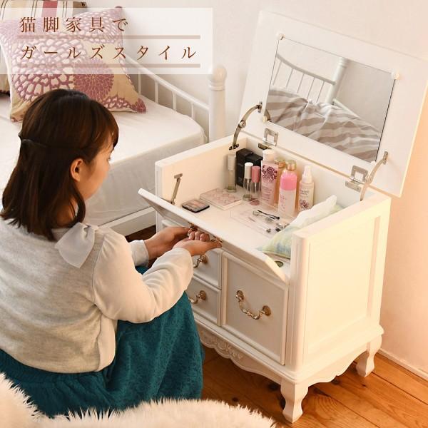 姫系家具 キャッツプリンセス 可愛い ミニ ドレッサー 幅60 高さ58 猫