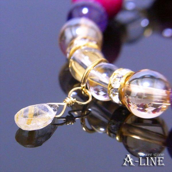 パワーストーン ブレスレット ルチルクォーツ ゴールドオーラ ピンク 
