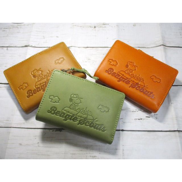 スヌーピー 財布 レディース 二つ折り L字ラウンド SNOOPY 本革 Beagle  