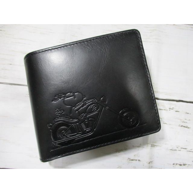 新品 財布 メンズ 二つ折り スヌーピー 本革 ブランド ライダー ブラック！ SNOOPY スヌーピー 財布 二つ折り メンズ 本革 レディース