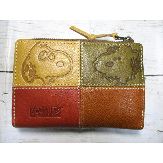 SNOOPY（スヌーピー） 財布 レディース 二つ折り L字ラウンド 本革