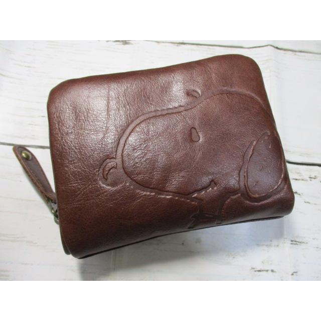 SNOOPY（スヌーピー） 財布 レディース 二つ折り ラウンド 本革